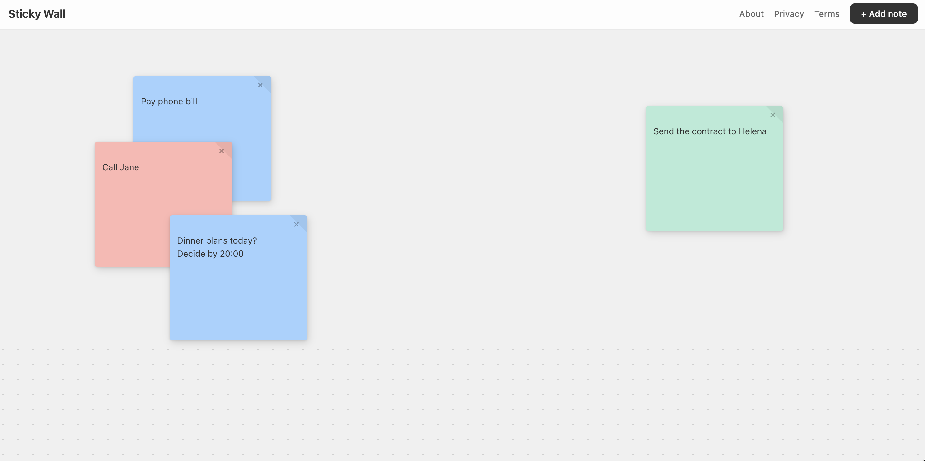 Sticky Wall — free online digital sticky notes app with colourful notes on an open canvas